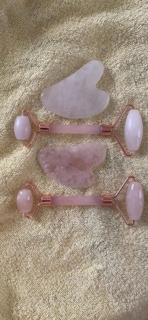 Natural Stone Jade  Scraper Rose Quartz Facial Tools Neck Massager photo review