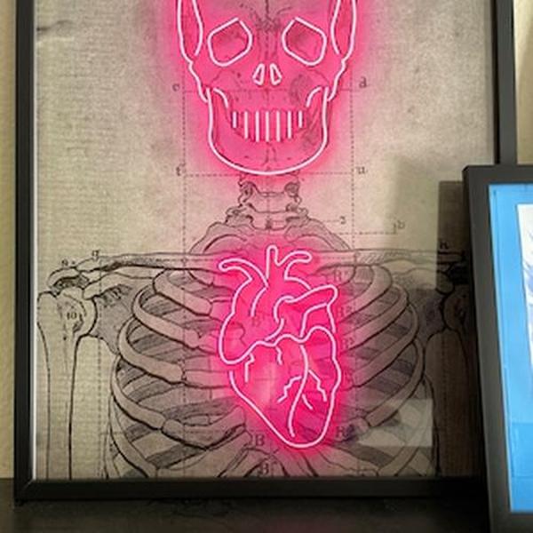 Neon Skeleton Vintage Diagram Art Print - Medical Poster photo review