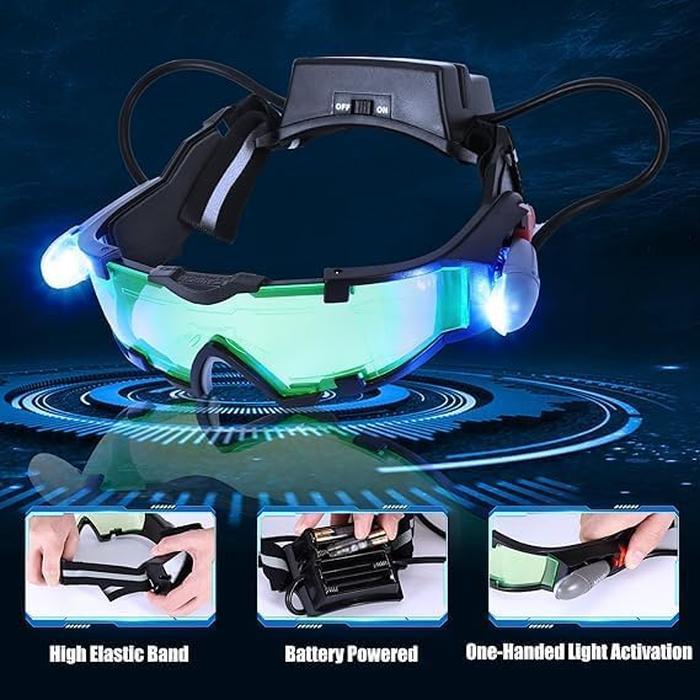 Night Vision Goggles, Adjustable Kids-Led Night Goggles Eye Protection Glass with Anti-laser Lens
