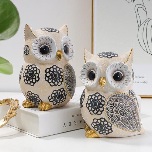 Nordic Cute Owl Resin Sculpture Figurine for Home Decor