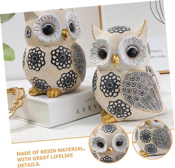 Nordic Cute Owl Resin Sculpture Figurine for Home Decor