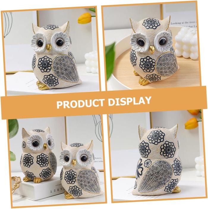 Nordic Cute Owl Resin Sculpture Figurine for Home Decor