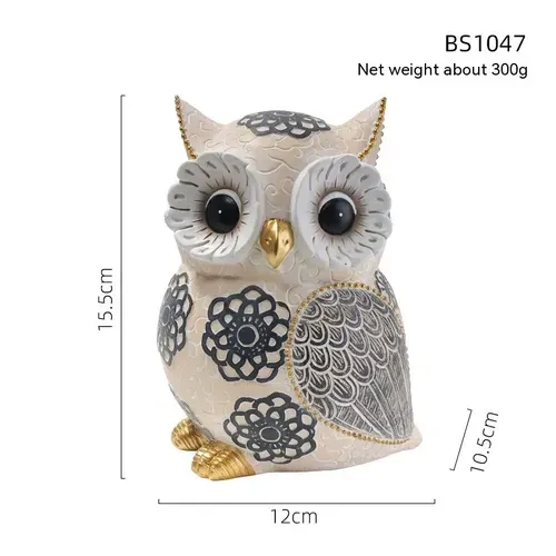 Nordic Cute Owl Resin Sculpture Figurine for Home Decor