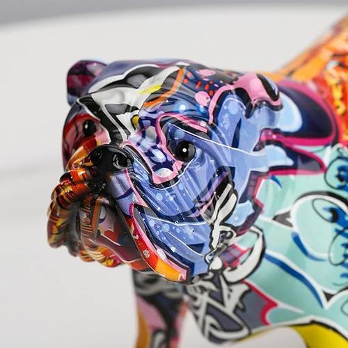 Nordic Graffiti Bulldog Resin Crafts Ornament for Home Decor