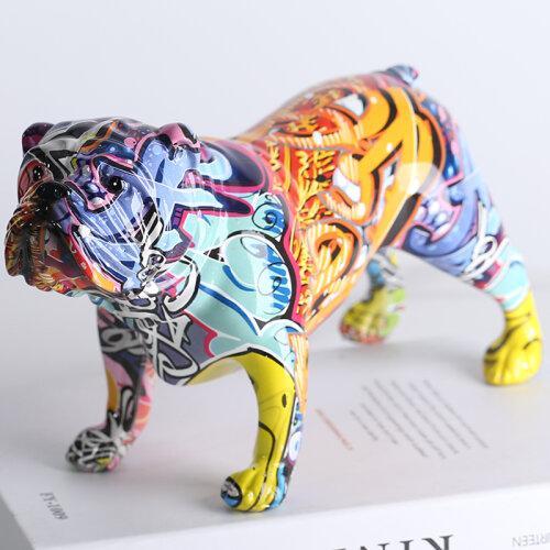 Nordic Graffiti Bulldog Resin Crafts Ornament for Home Decor