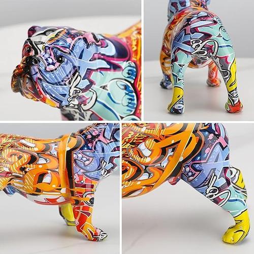 Nordic Graffiti Bulldog Resin Crafts Ornament for Home Decor