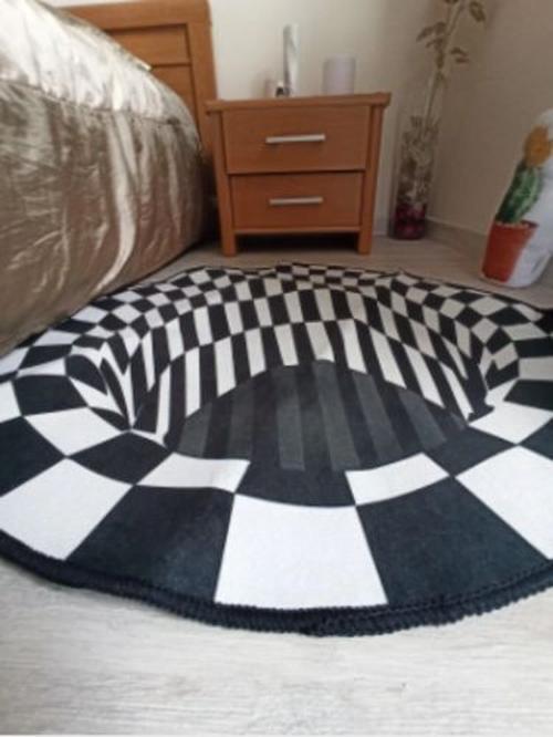 Optical Illusion Rug 3D Carpet Bedroom Living Room Bedside Coffee Table Crystal Velvet Non-slip Carpet photo review
