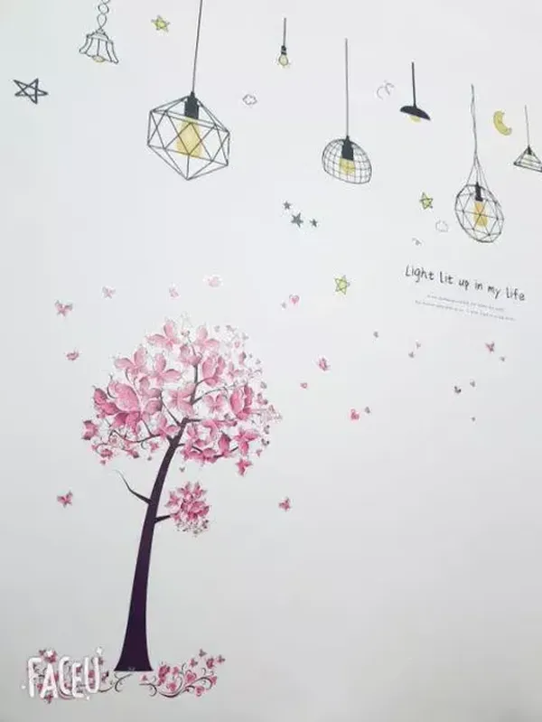 Pink Butterfly Flower Tree Wall Decals for Girls Women Living Room Bedroom Decor photo review