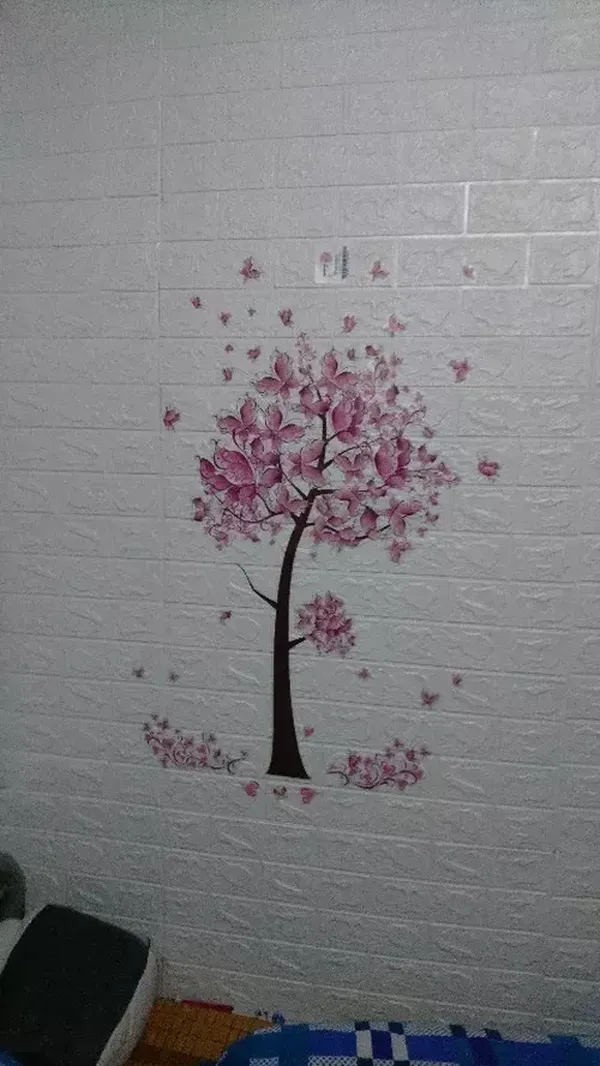 Pink Butterfly Flower Tree Wall Decals for Girls Women Living Room Bedroom Decor photo review