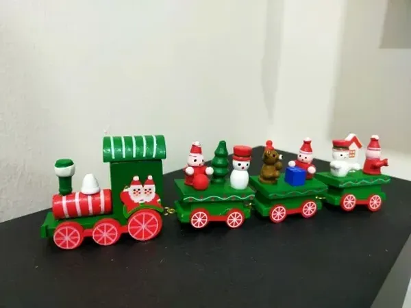 Plastic Christmas Train Ornaments With Santa Claus For Kids Home And Party Decoration photo review