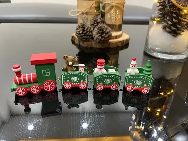 Plastic Christmas Train Ornaments With Santa Claus For Kids Home And Party Decoration photo review