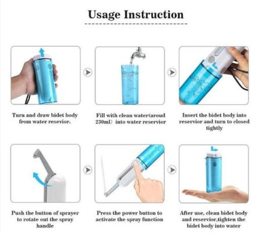 Portable electric sprayer for personal hygiene, handy when traveling