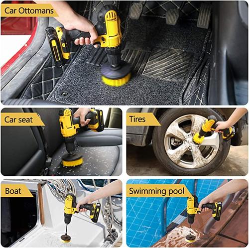Electric Drill Brush Set for Floor, Tile, and Car Cleaning