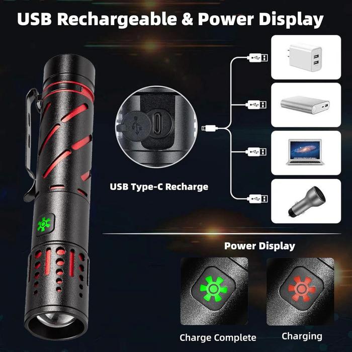 Premium Laser Flashlight With USB Clip Pen
