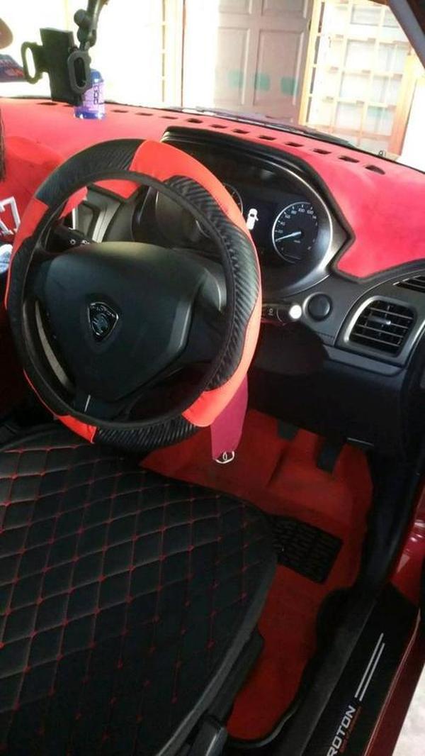 Premium-Leather Steering Wheel Covers, Red photo review