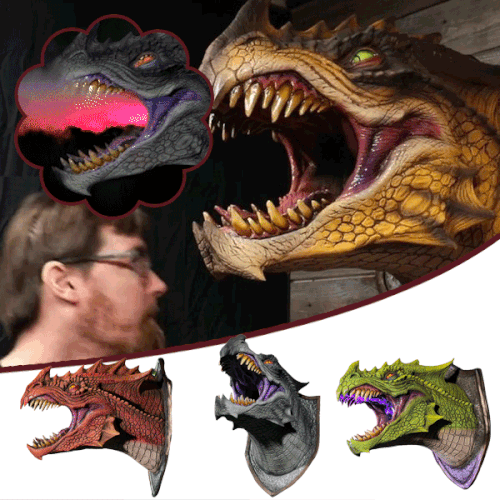 Fire-Breathing Dragon Wall Mount Decor with LED Smoke Effect