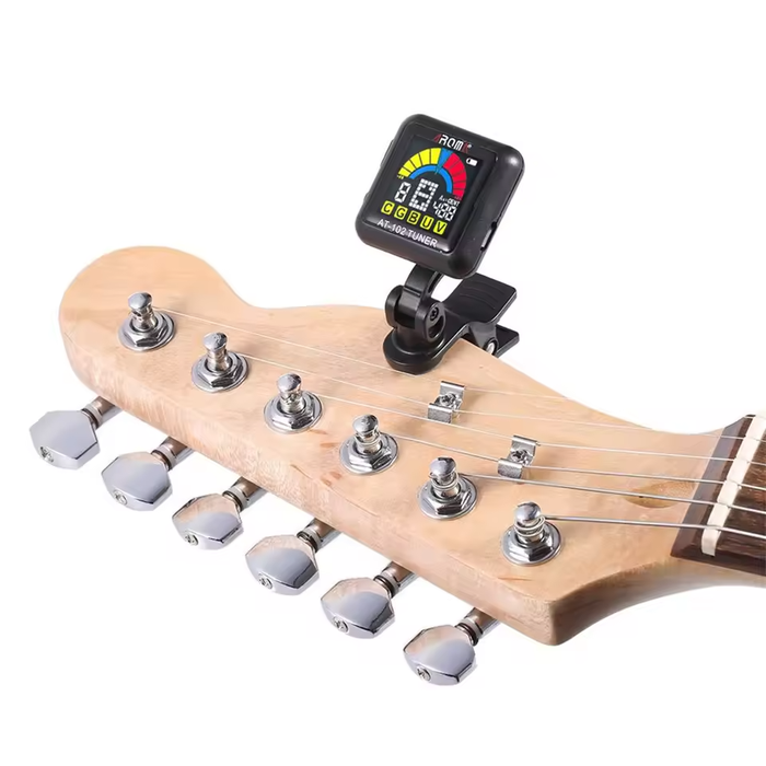 Rechargeable Clip-On Tuner for Guitar, Bass, Violin, Ukulele