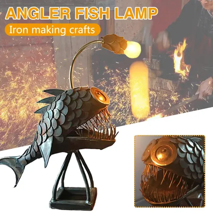 Retro Angler Fish Desk Lamp for Home and Study Decor