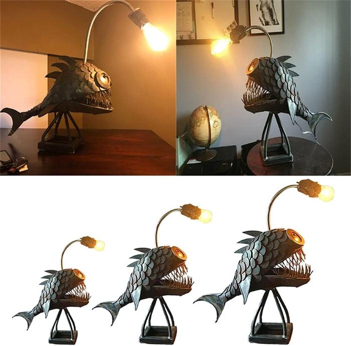 Retro Angler Fish Desk Lamp for Home and Study Decor