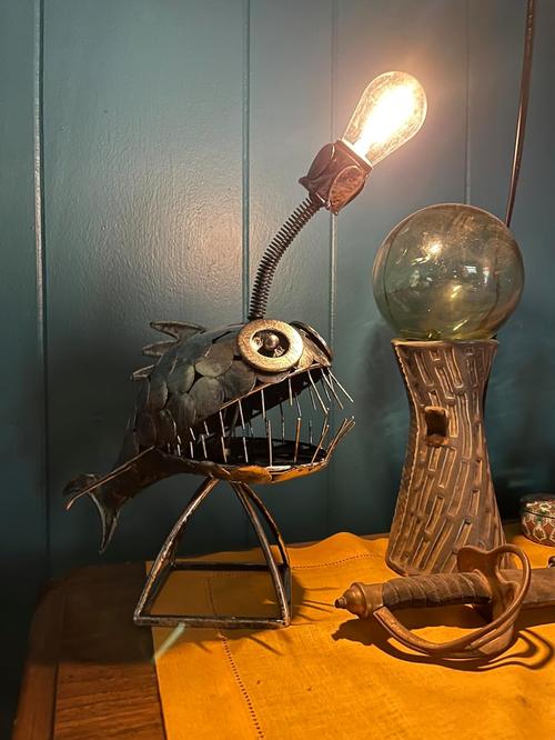 Retro Angler Fish Desk Lamp for Home and Study Decor photo review
