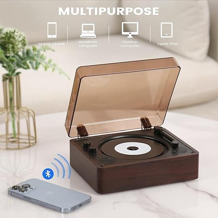 Retro CD Player, CD Player Portable with Bluetooth, Vintage Desktop CD Player with Speakers