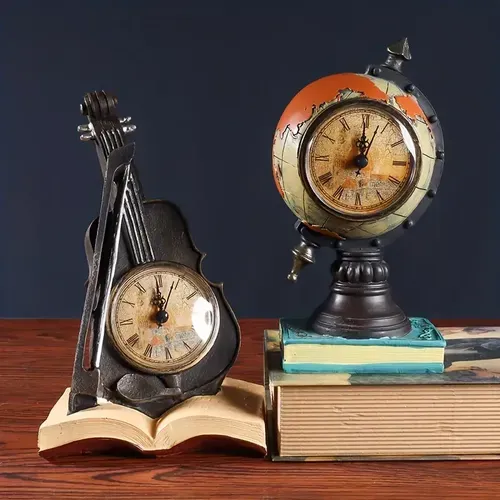 Retro Globe Resin Clock for Home, Office, Cafe, Bar