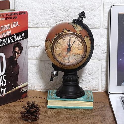 Retro Globe Resin Clock for Home, Office, Cafe, Bar