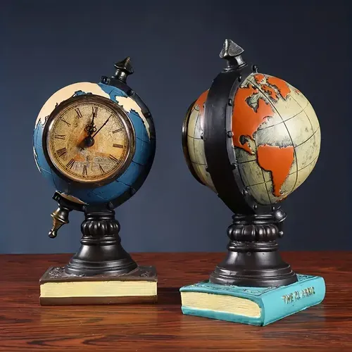 Retro Globe Resin Clock for Home, Office, Cafe, Bar