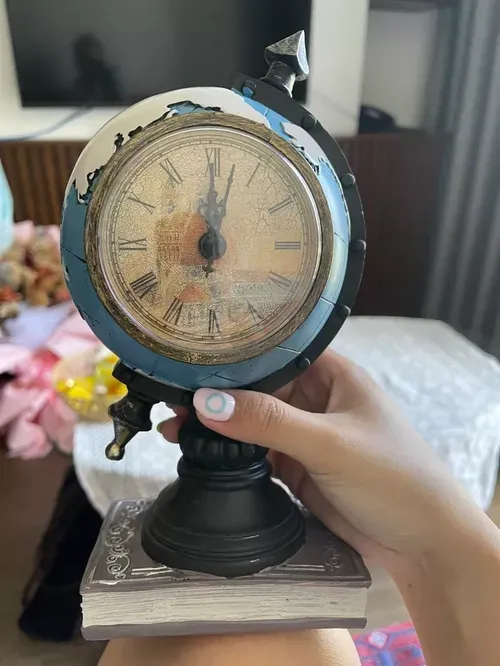 Retro Globe Resin Clock for Home, Office, Cafe, Bar photo review