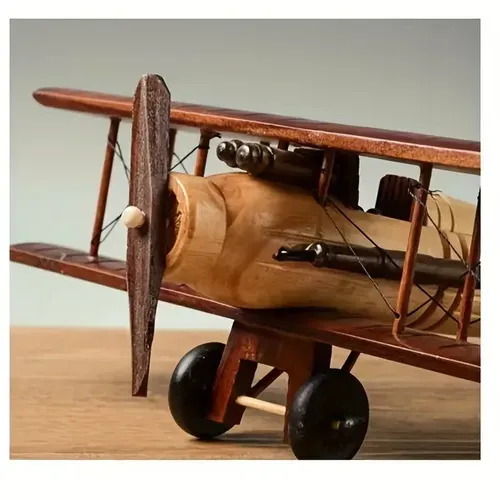 Retro Handmade Wooden Airplane Ornaments - Creative Home Decor for Living Room, Desk, Study, Office, Cafe