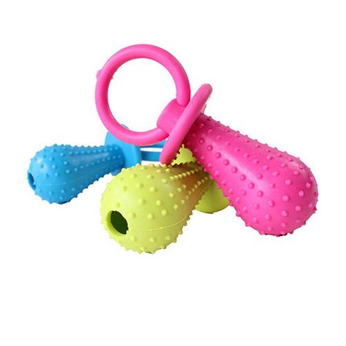 Rubber Pacifier Ring Shape Bite Resistant Puppy Teeth Cleaning Chew Toys for Small Dogs