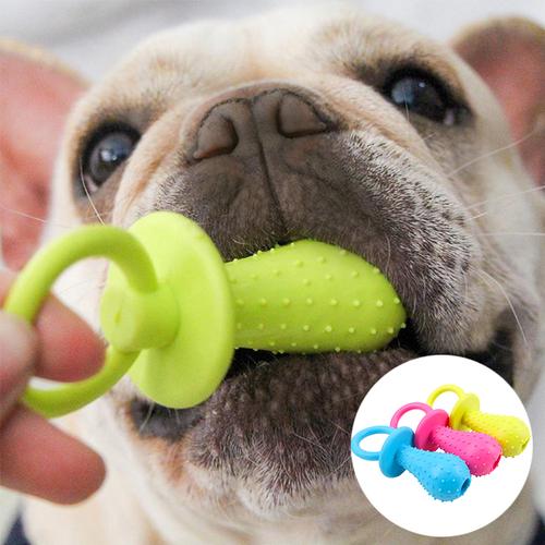 Rubber Pacifier Ring Shape Bite Resistant Puppy Teeth Cleaning Chew Toys for Small Dogs