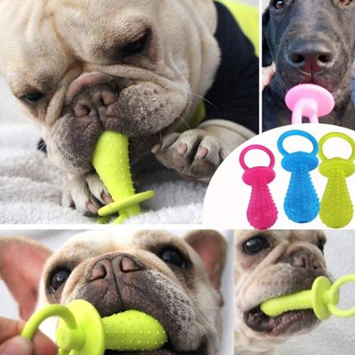 Rubber Pacifier Ring Shape Bite Resistant Puppy Teeth Cleaning Chew Toys for Small Dogs