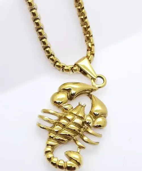 Scorpio Zodiac Pendant Necklace: Vintage Stainless Steel Scorpion Jewelry