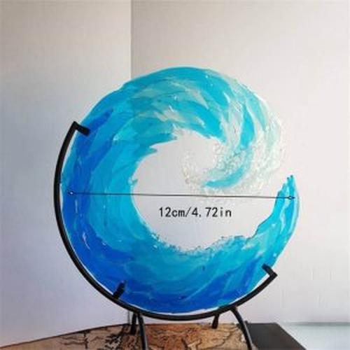 Sea wave fusion glass sculpture, wave art craft ornaments