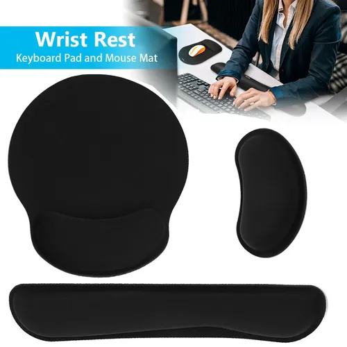 Set Black Keyboard Anti Slip Wrist Rest Pad Hand Wrist Support Cushion