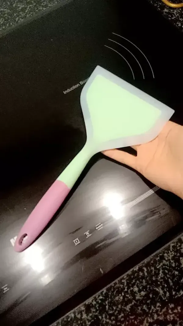 Silicone Spatula for Cooking Meat, Egg, Pizza - Non-Stick, Wide, Color Randomly photo review