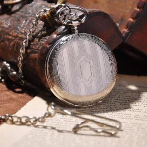 Silver Full Hunter Pocket Watch - Classic Antique Look, Intricately Designed