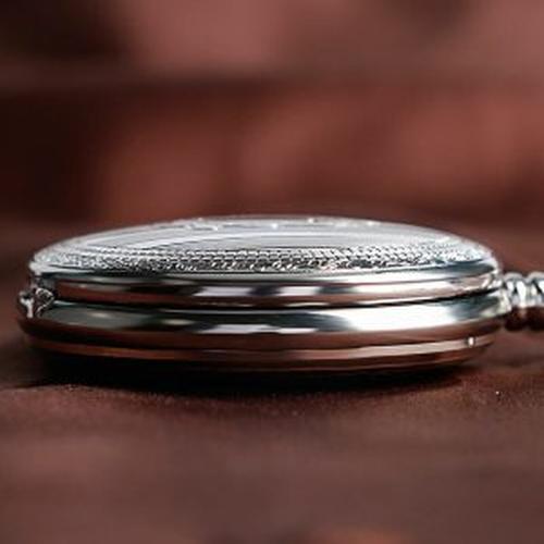 Silver Full Hunter Pocket Watch - Classic Antique Look, Intricately Designed