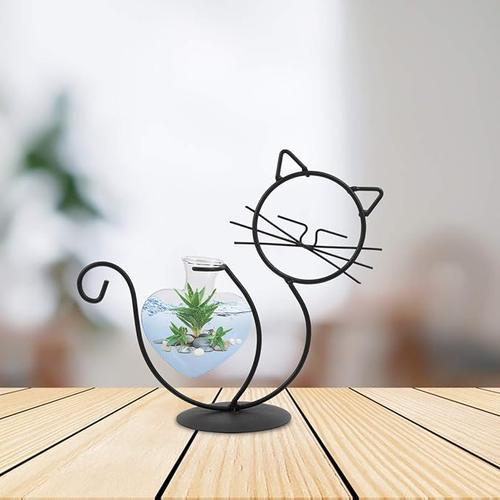 Simple Cat Iron Hydroponic Flower Vase - Innovative Home Living Room Decor