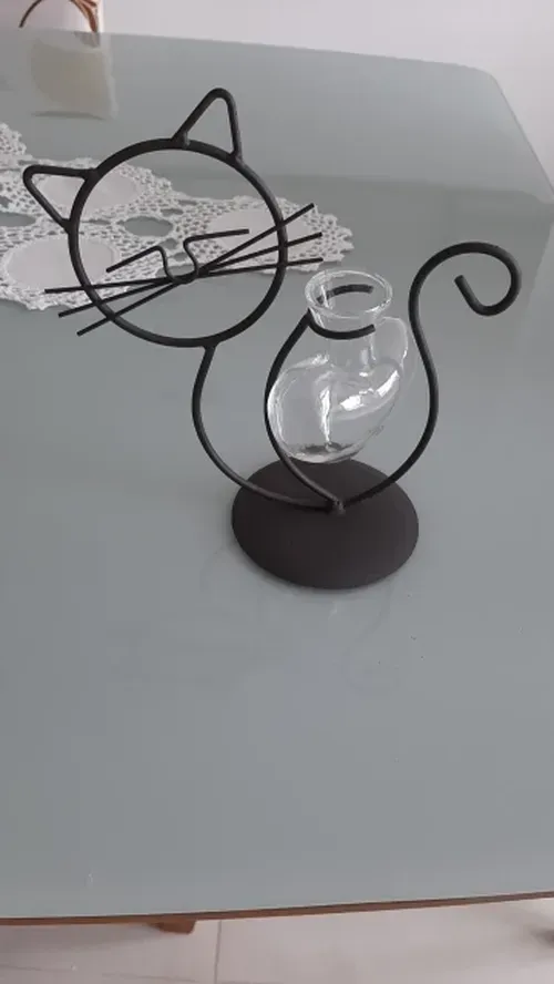 Simple Cat Iron Hydroponic Flower Vase - Innovative Home Living Room Decor photo review