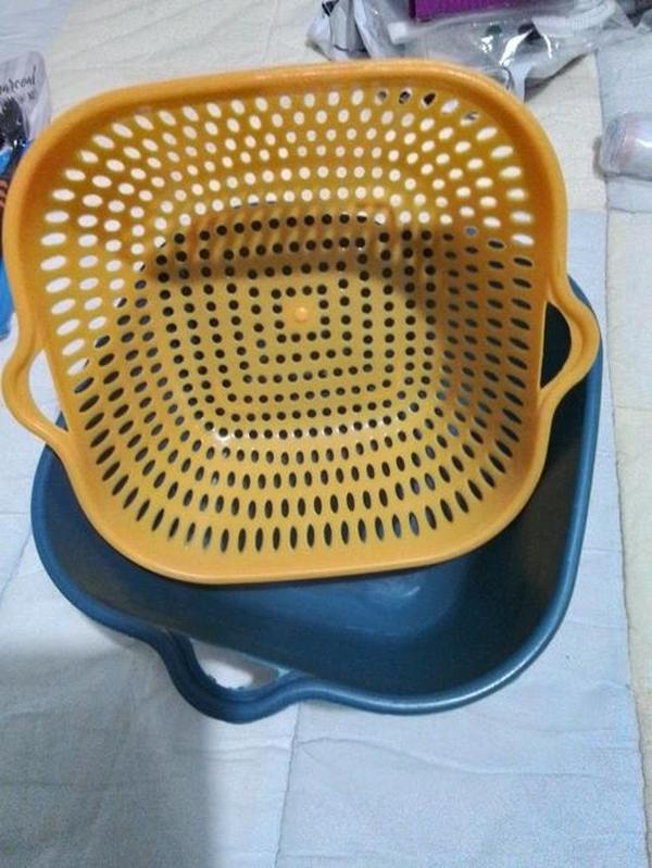 Small Kitchen Double Drain Basket with Handles photo review