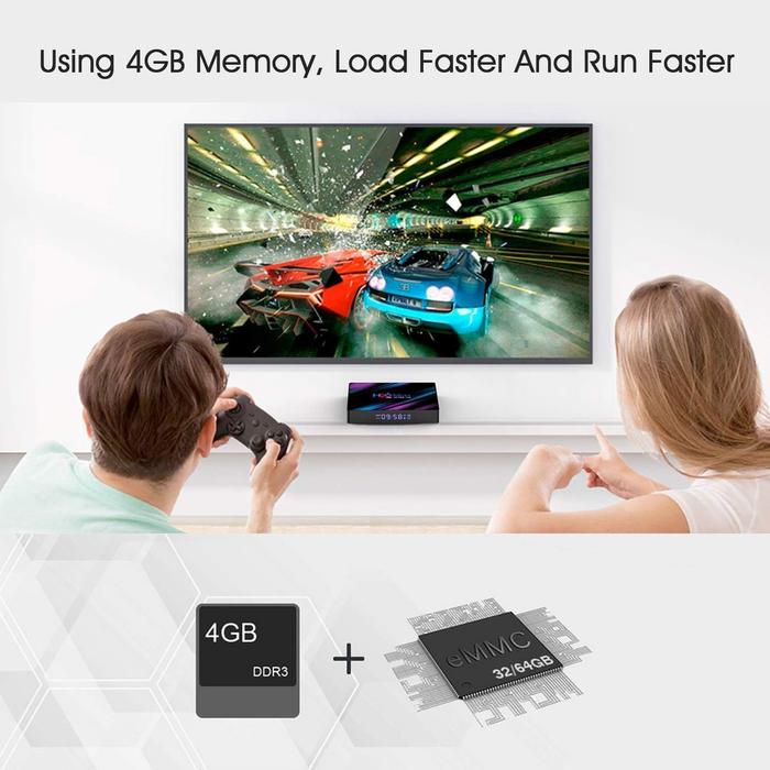 Smart TV Box H96 Max Android 11, Chipset RK3318 Quad Core 64bit with 2.4G WiFi 4K Ultra HD H.265 Streaming Media Player