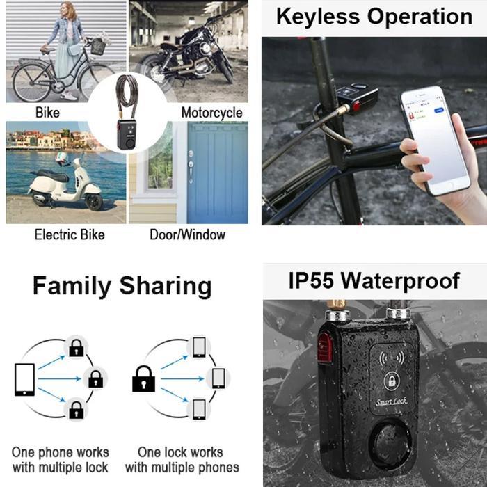 Smart Bluetooth Bike Alarm Lock with 110dB Anti-Theft Security
