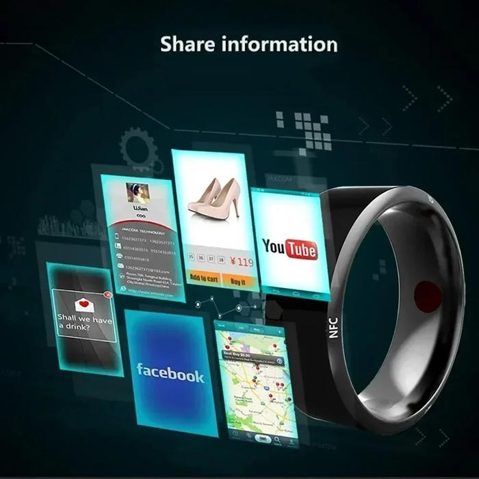 Smart Ring Bluetooth Wearable Device Multifunctional Black High-tech