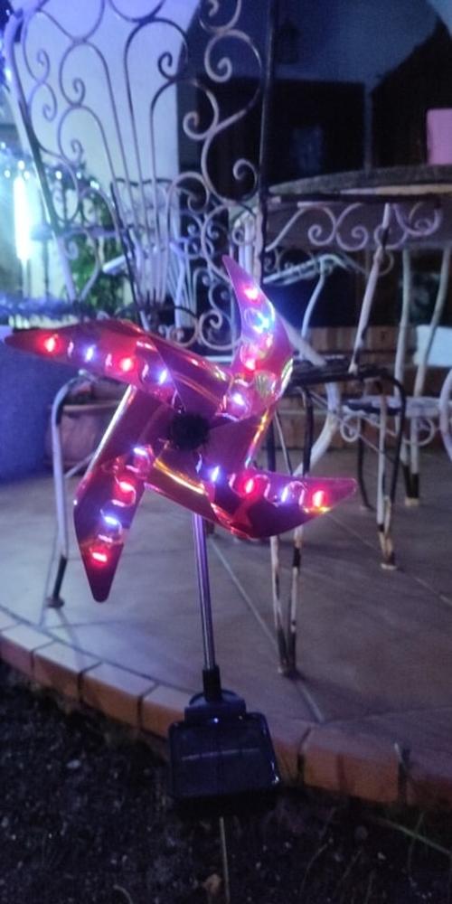 Solar Power Windmill Light Outdoor Garden Decoration photo review