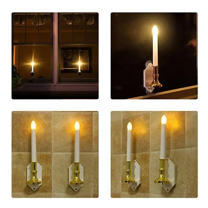 Solar-Powered Flickering LED Window Candles