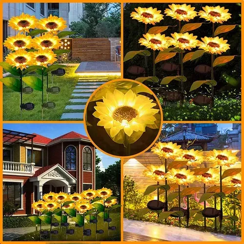 Solar Powered Sunflower Lights - Outdoor Garden Decor