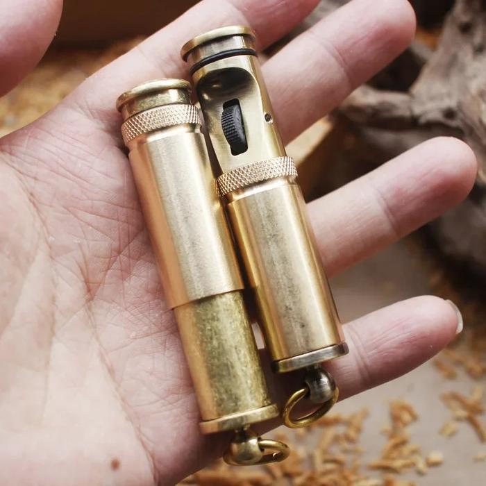 Vintage Brass Torch Lighter with Flint Wheel and Kerosene