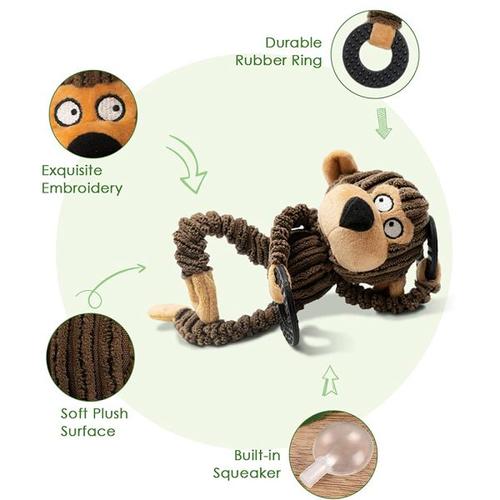 Squeaky Puppy Toys for Teething &amp; Training - Cute Monkey Interactive Dog Toys